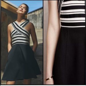 Anthropologie // Maeve - Black & White Striped Bodice Dress Sz 4